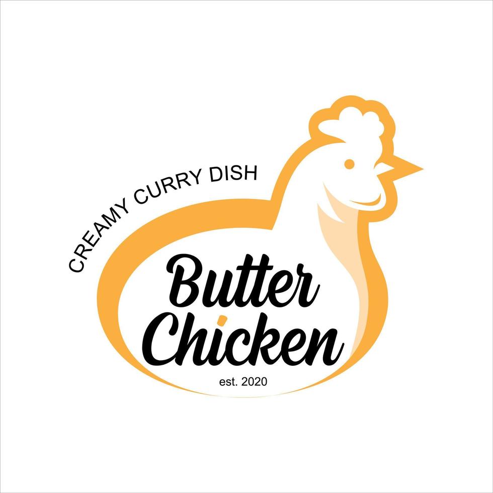 création de logo de curry de poulet au beurre vecteur