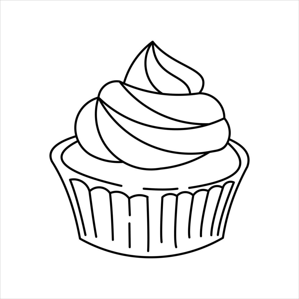 dessin au trait cupcake livre de coloriage boulangerie et gâteau sucré vecteur