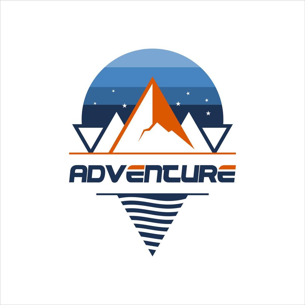 logo de montagne simple rivière ruisseau et boussole vecteur