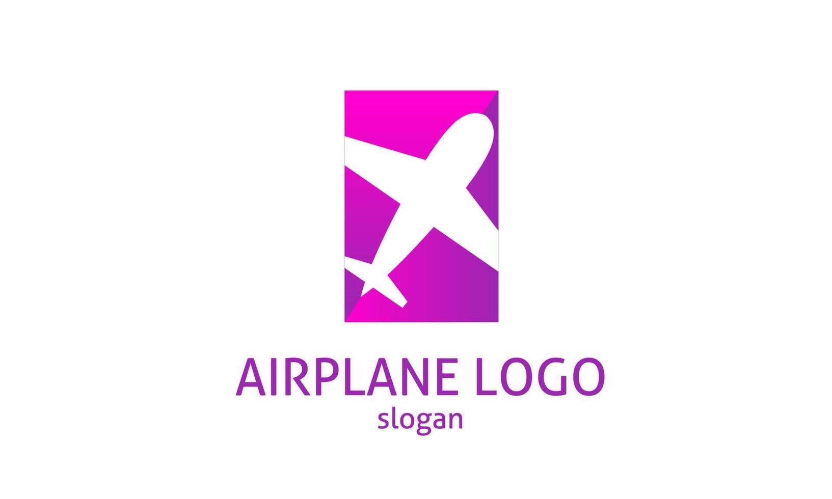 avion dans la conception de logo de fond rectangle à la mode vecteur