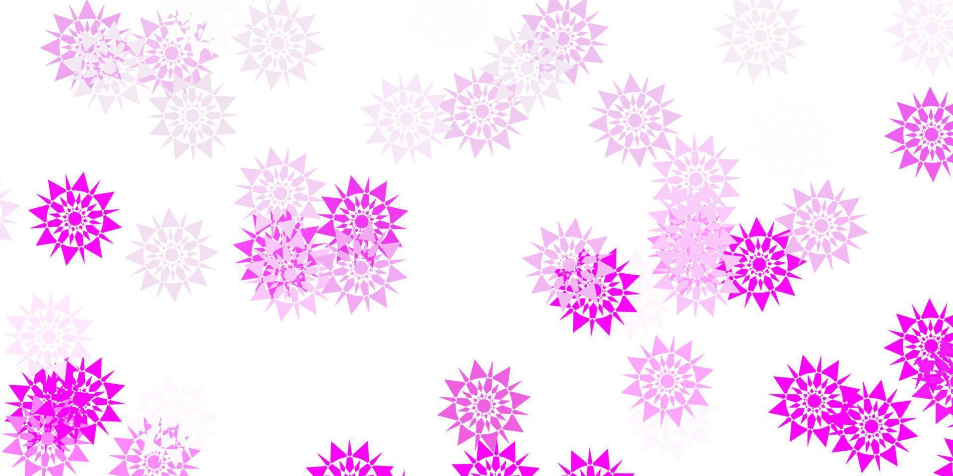 modèle vectoriel rose clair avec des flocons de neige colorés.