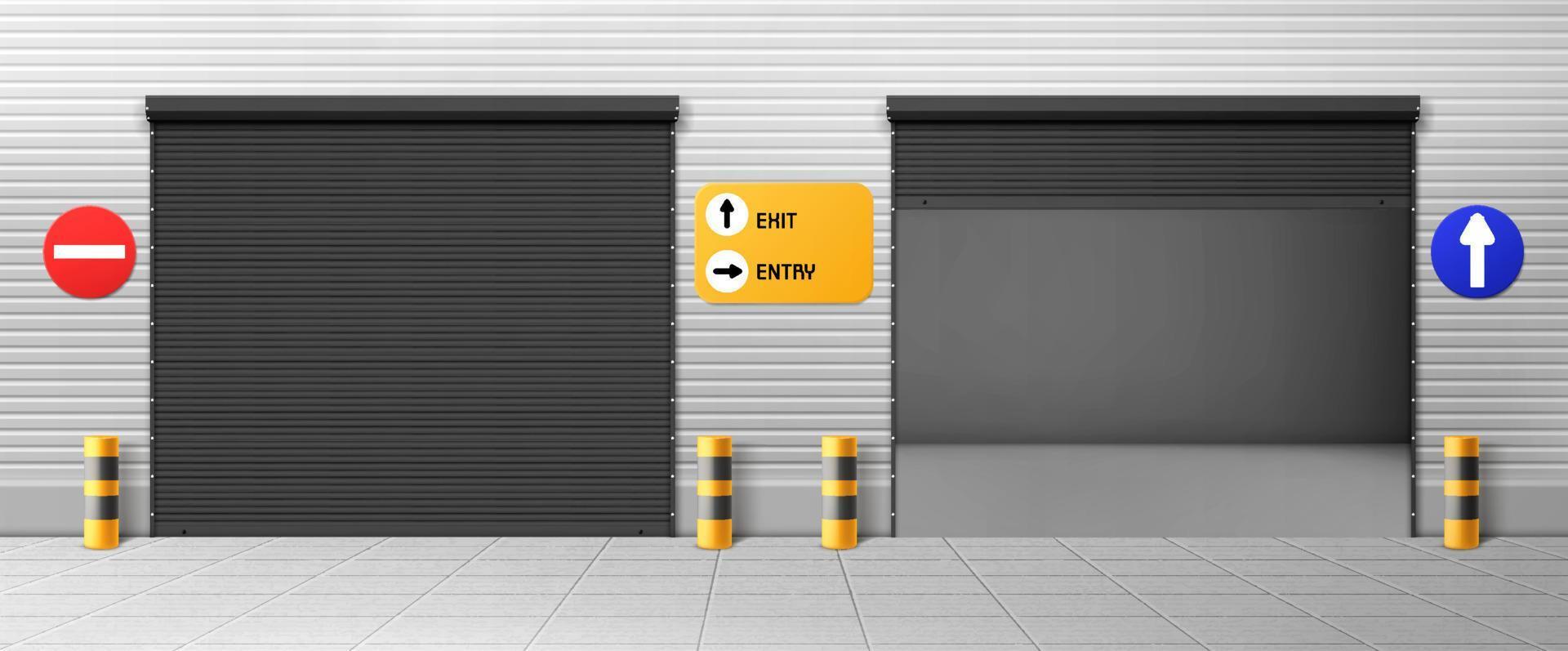 portes de garage, portes d'entrée de hangar commercial vecteur