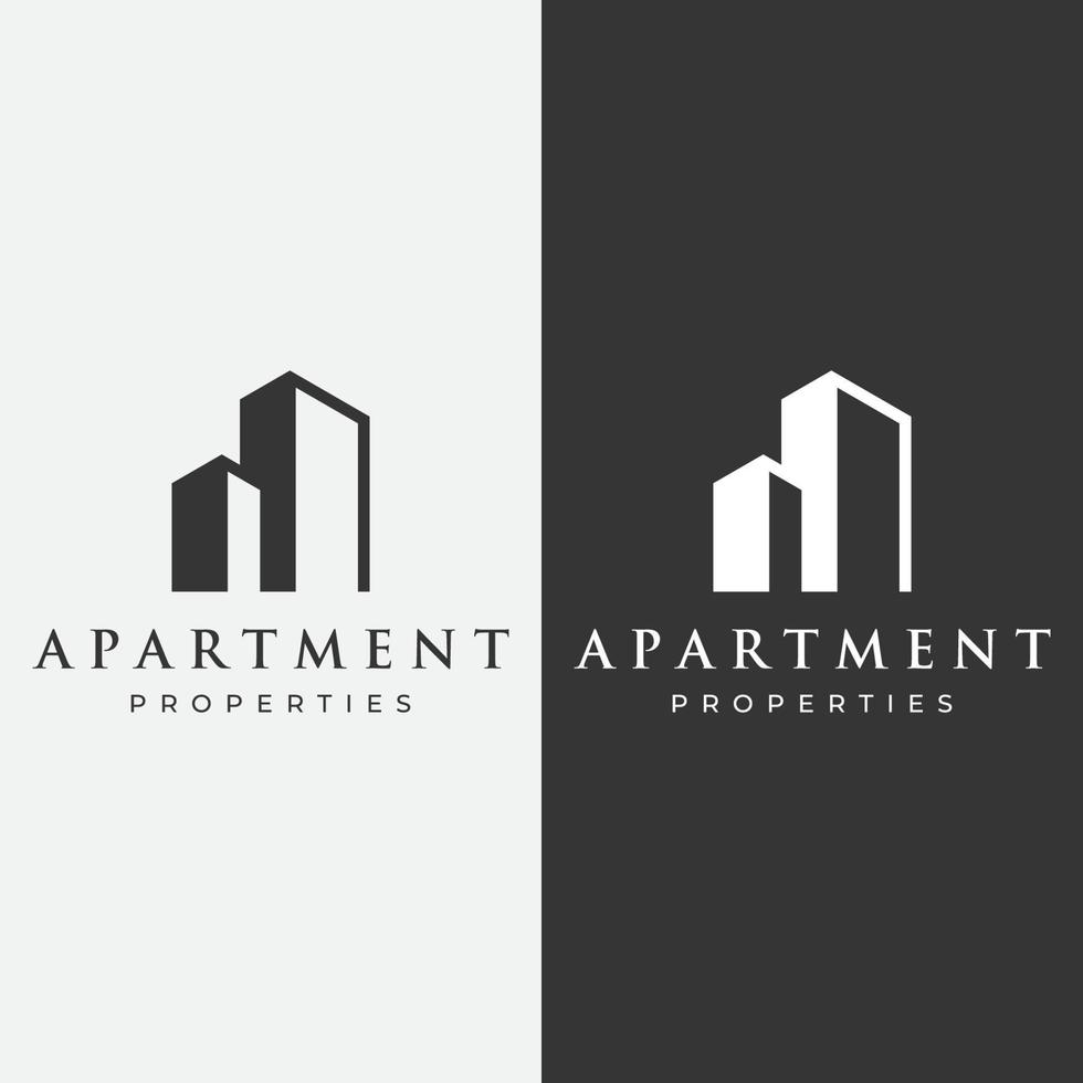 création de logo d'immeubles d'appartements de luxe modernes et élégants, de maisons, d'hôtels et de bâtiments isolés background.logo pour les affaires, l'architecture, la construction et la construction. vecteur