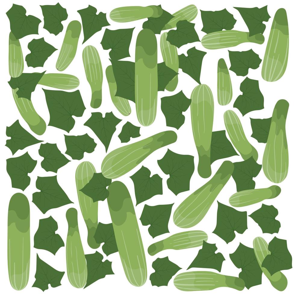 conception de papier peint à motif d'impression de concombre avec des feuilles de concombre pour la conception de papier peint de cuisine vecteur