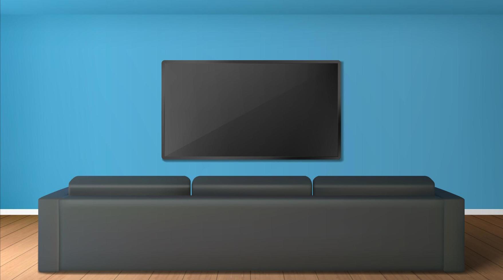 salon vide avec écran tv et canapé vecteur