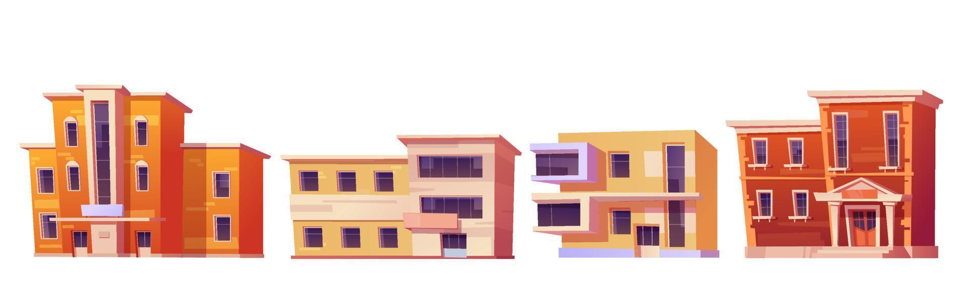 ensemble de dessins animés vectoriels de bâtiments de la ville vecteur