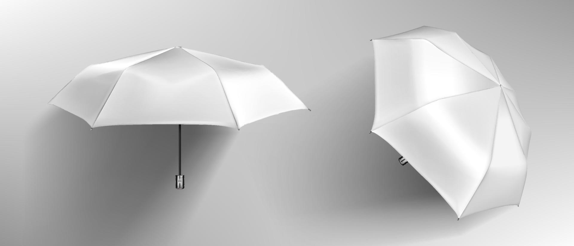 parapluie blanc, dessus de parasol, vue de côté et de face vecteur