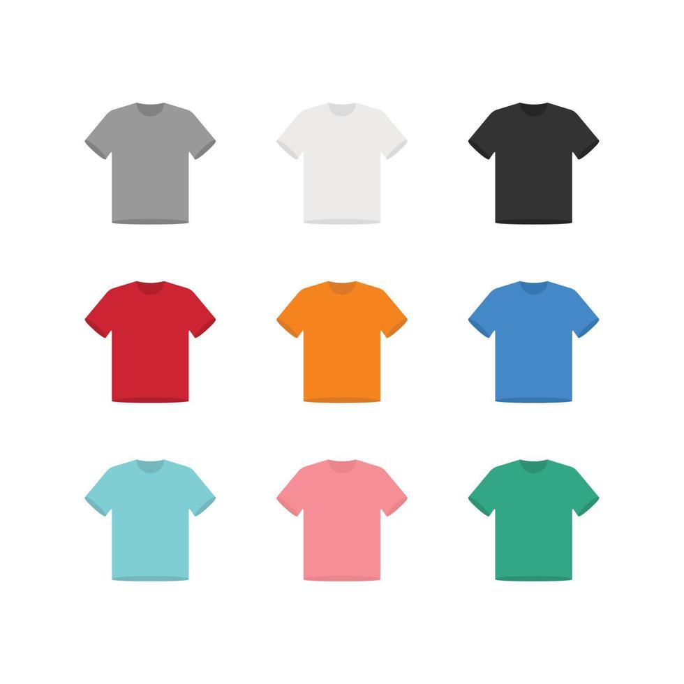 ensemble de maquettes de t-shirt plat, illustration de conception de chemise, vue de face - vecteur
