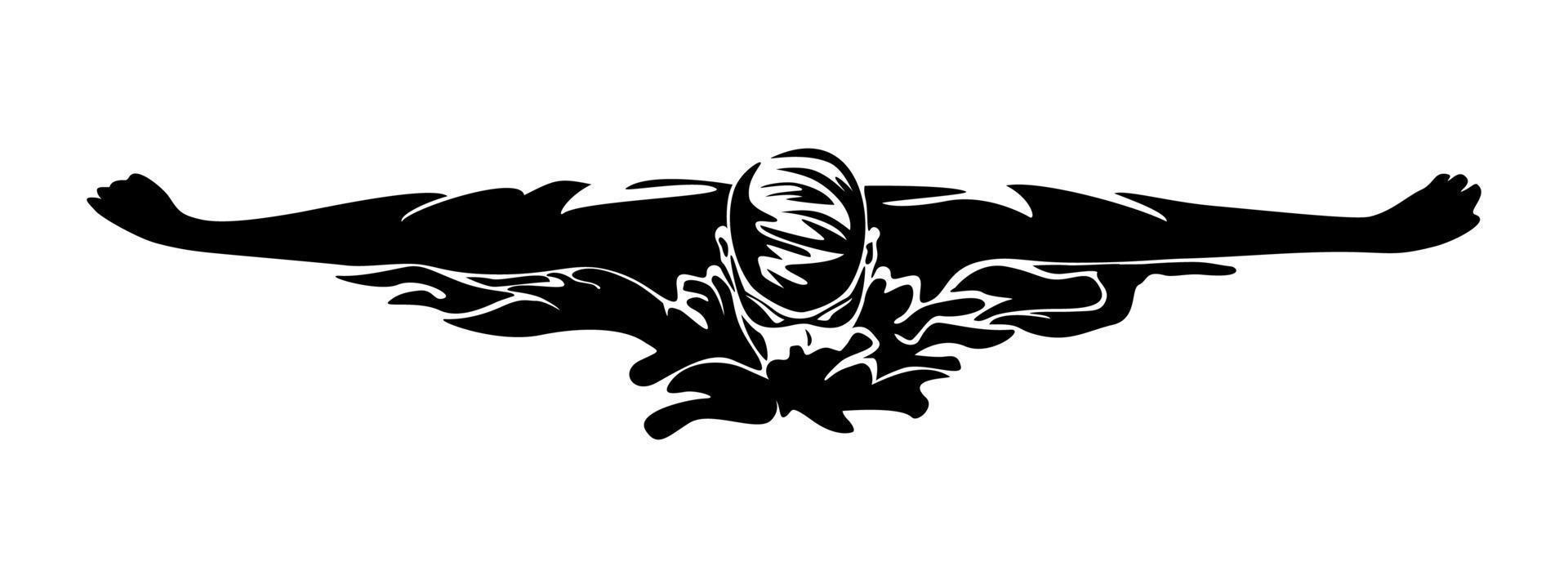conception de silhouette de nageur. signe et symbole de sports nautiques. illustration vectorielle d'athlète professionnel. vecteur
