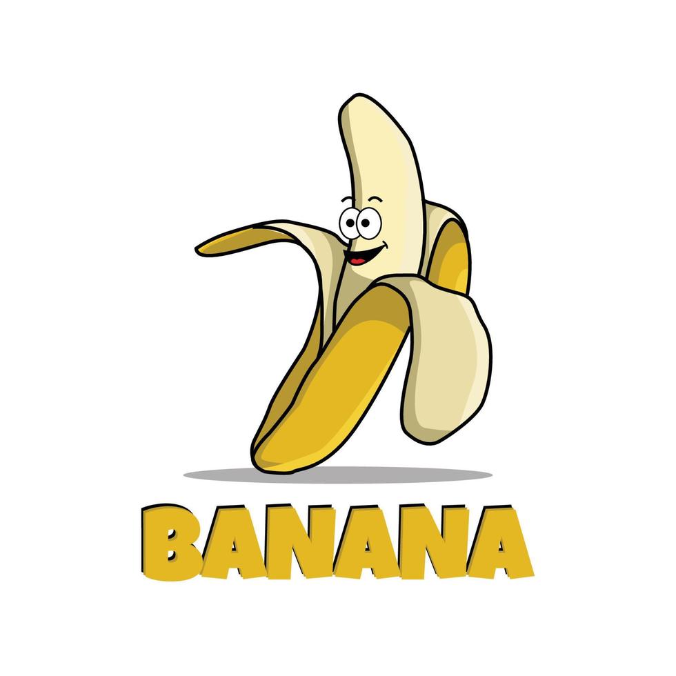 personnage de dessin animé mignon banane avec texte banane vecteur