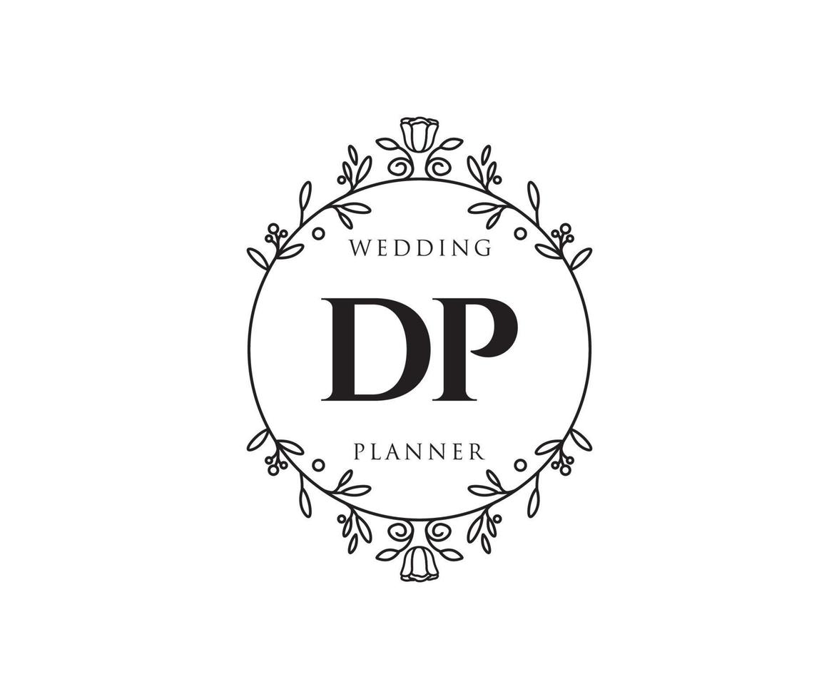 collection de logos de monogramme de mariage lettre initiales dp, modèles minimalistes et floraux modernes dessinés à la main pour cartes d'invitation, réservez la date, identité élégante pour restaurant, boutique, café en image vectorielle vecteur