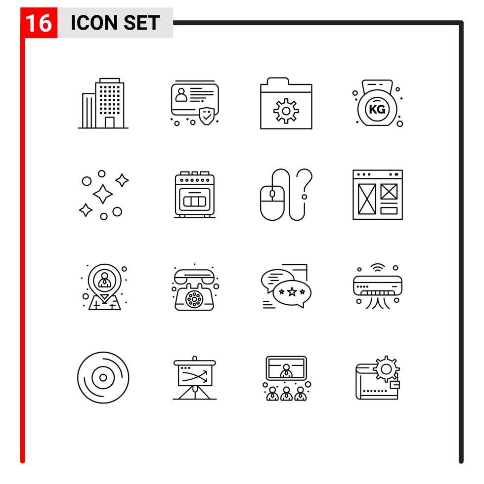 16 concepts de contour pour les sites Web mobiles et les applications de cuisson des fichiers d'étoiles éléments de conception vectoriels modifiables de la salle de sport de l'espace vecteur