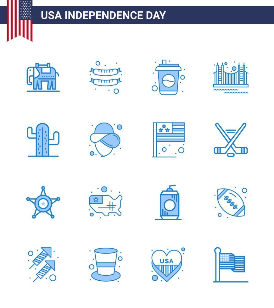 pack d'icônes vectorielles stock de american day 16 signes et symboles de ligne pour les états-unis usa boisson tourisme or modifiable usa day vector design elements