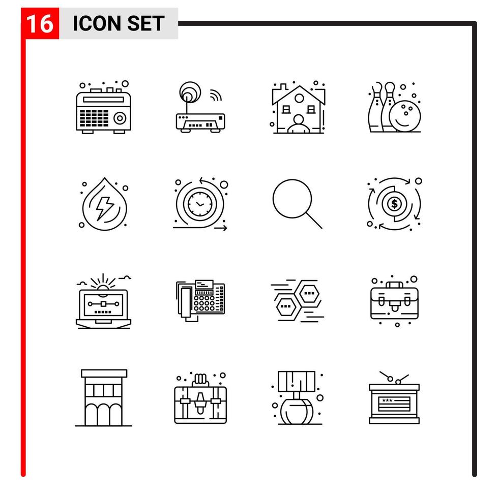 16 icônes générales pour la conception de sites Web d'impression et d'applications mobiles 16 symboles de contour signes isolés sur fond blanc pack de 16 icônes vecteur
