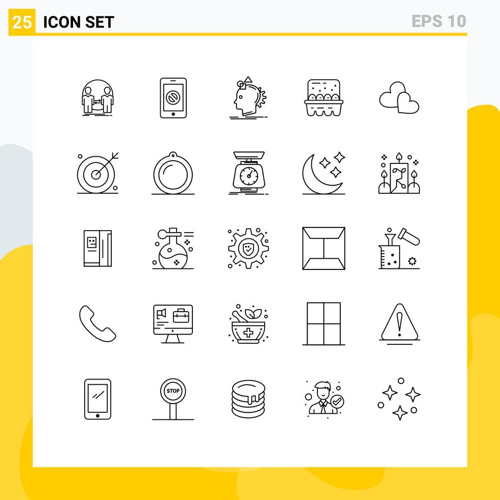 ligne d'interface mobile ensemble de 25 pictogrammes d'oeufs cuisant sans processus imaginez des éléments de conception vectoriels modifiables vecteur