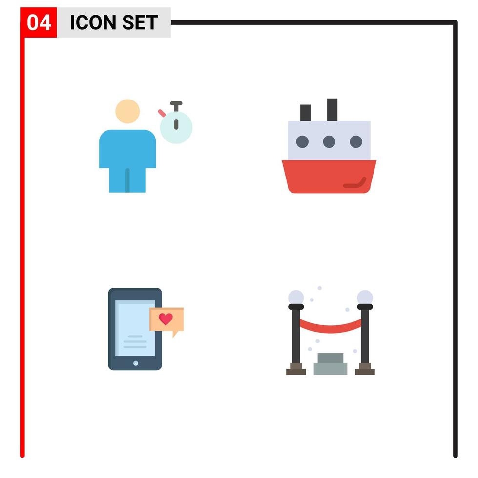 pack d'interface utilisateur de 4 icônes plates de base d'éléments de conception vectoriels modifiables de chat de voiture de performance de transport d'avatar vecteur