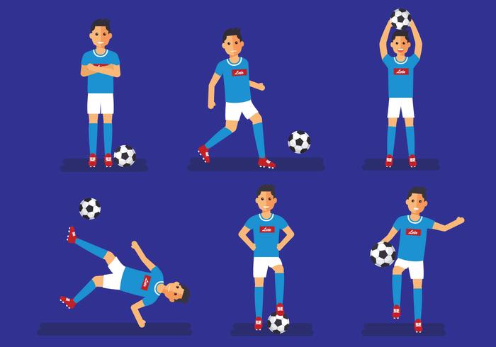 Napoli joueur de football pose illustration vectorielle vecteur