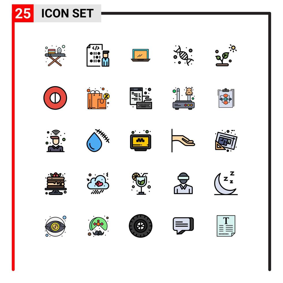ensemble de 25 symboles d'icônes d'interface utilisateur modernes signes pour l'adn génétique ordinateur biologie pc éléments de conception vectoriels modifiables vecteur