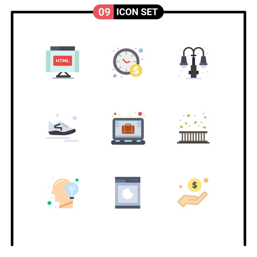 ensemble de 9 symboles d'icônes d'interface utilisateur modernes signes pour cas homme vie course sport éléments de conception vectoriels modifiables vecteur