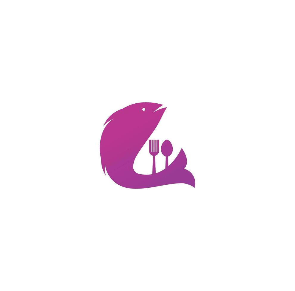 vecteur de conception de logo de fourchette de cuillère de nourriture de poisson. logo de la nourriture pour poissons. logo alimentaire