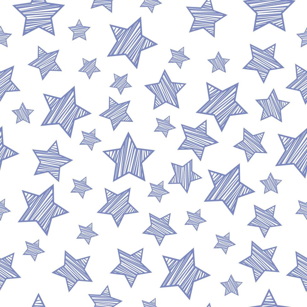 un motif harmonieux et lumineux avec l'image d'étoiles bleues ombragées, grandes et petites tailles. l'impression des enfants pour l'impression. illustration vectorielle sur fond blanc vecteur