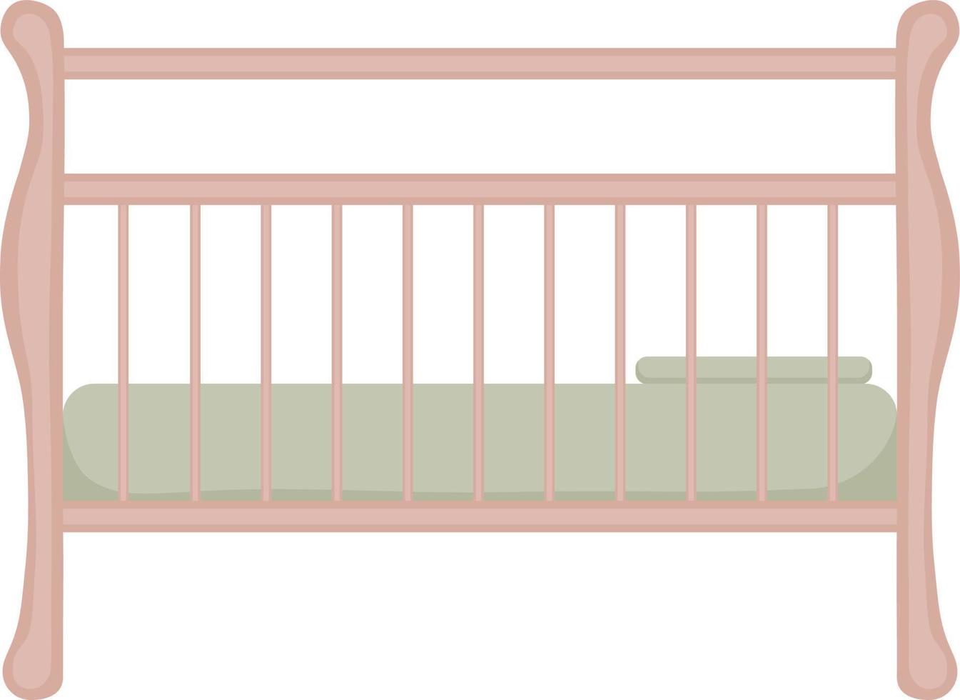 berceau en bois pour enfants de style rétro. lit bébé vintage avec tiroirs. meubles en bois pour enfants vert clair pour nouveau-nés. illustration vectorielle isolée sur fond blanc vecteur