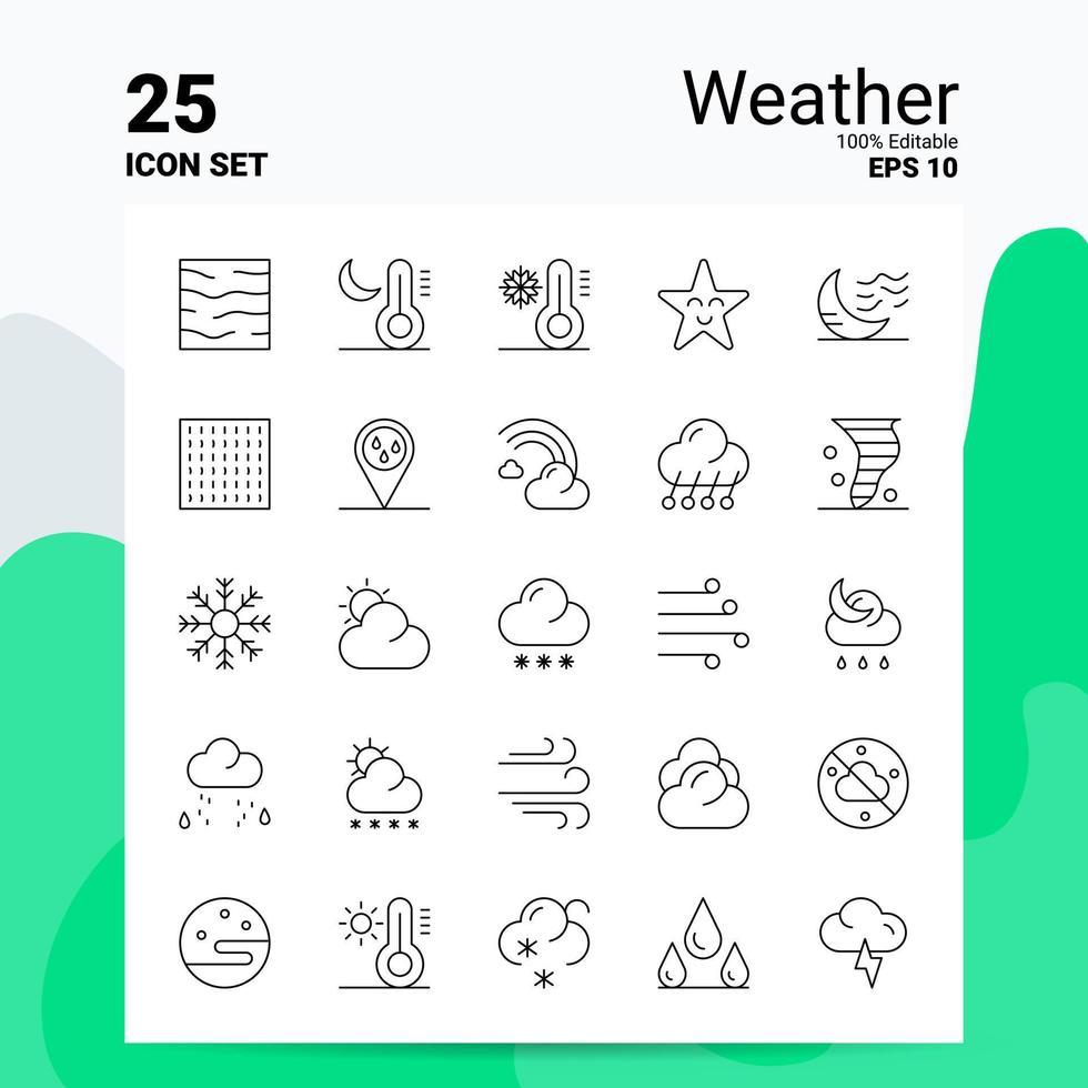 25 météo icon set 100 eps modifiables 10 fichiers business logo concept idées ligne icône design vecteur
