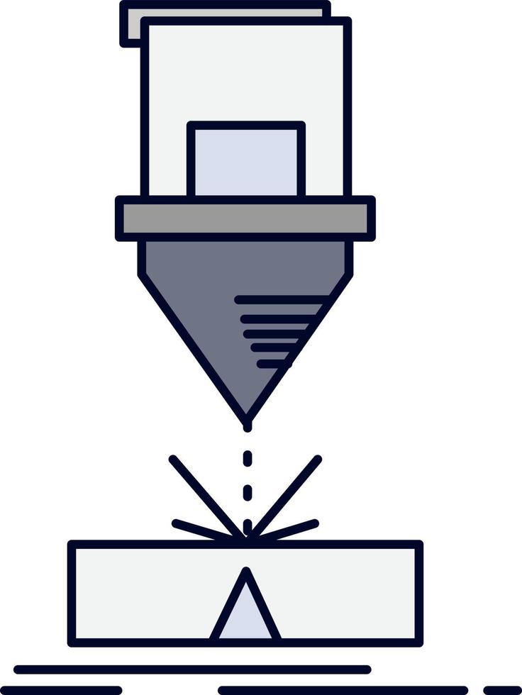 coupe ingénierie fabrication laser acier plat couleur icône vecteur