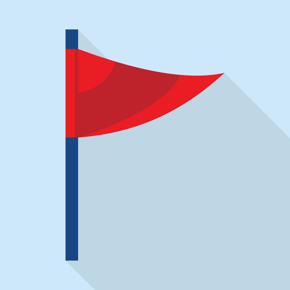 icône de drapeau de ski rouge, style plat vecteur