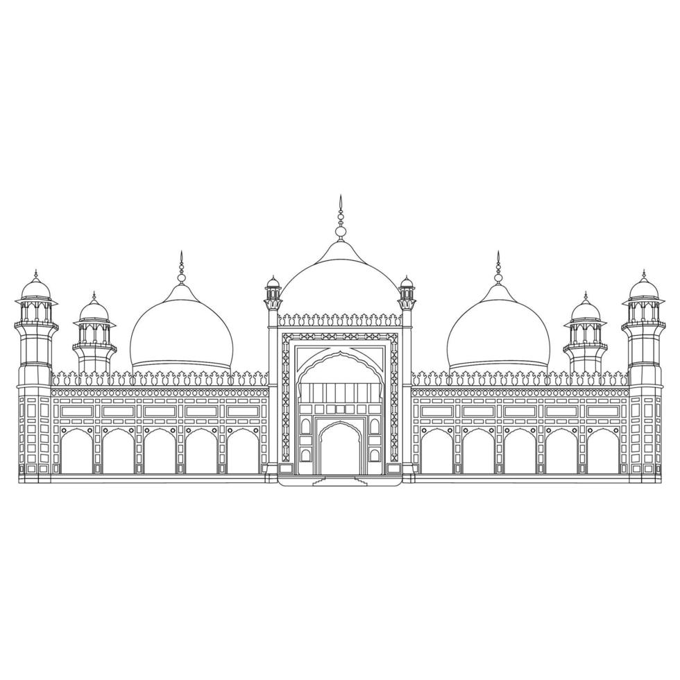 mosquée badshahi lahore pakistan belle illustration. vecteur