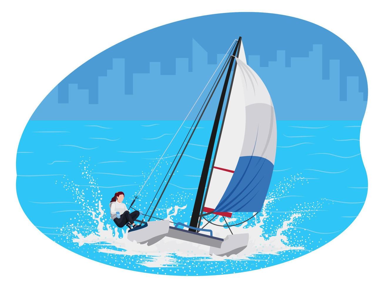 illustration de joueur de course de bateau féminin. vecteur