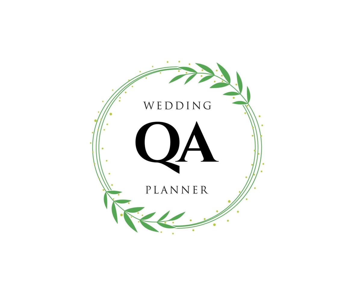 qa initiales lettre mariage monogramme logos collection, modèles minimalistes et floraux modernes dessinés à la main pour cartes d'invitation, réservez la date, identité élégante pour restaurant, boutique, café en image vectorielle vecteur