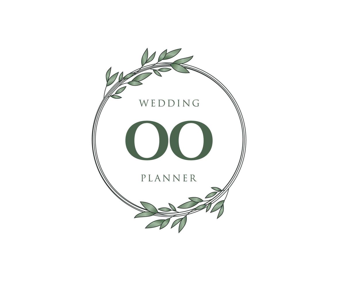 oo collection de logos de monogramme de mariage lettre initiales, modèles minimalistes et floraux modernes dessinés à la main pour cartes d'invitation, réservez la date, identité élégante pour restaurant, boutique, café en image vectorielle vecteur