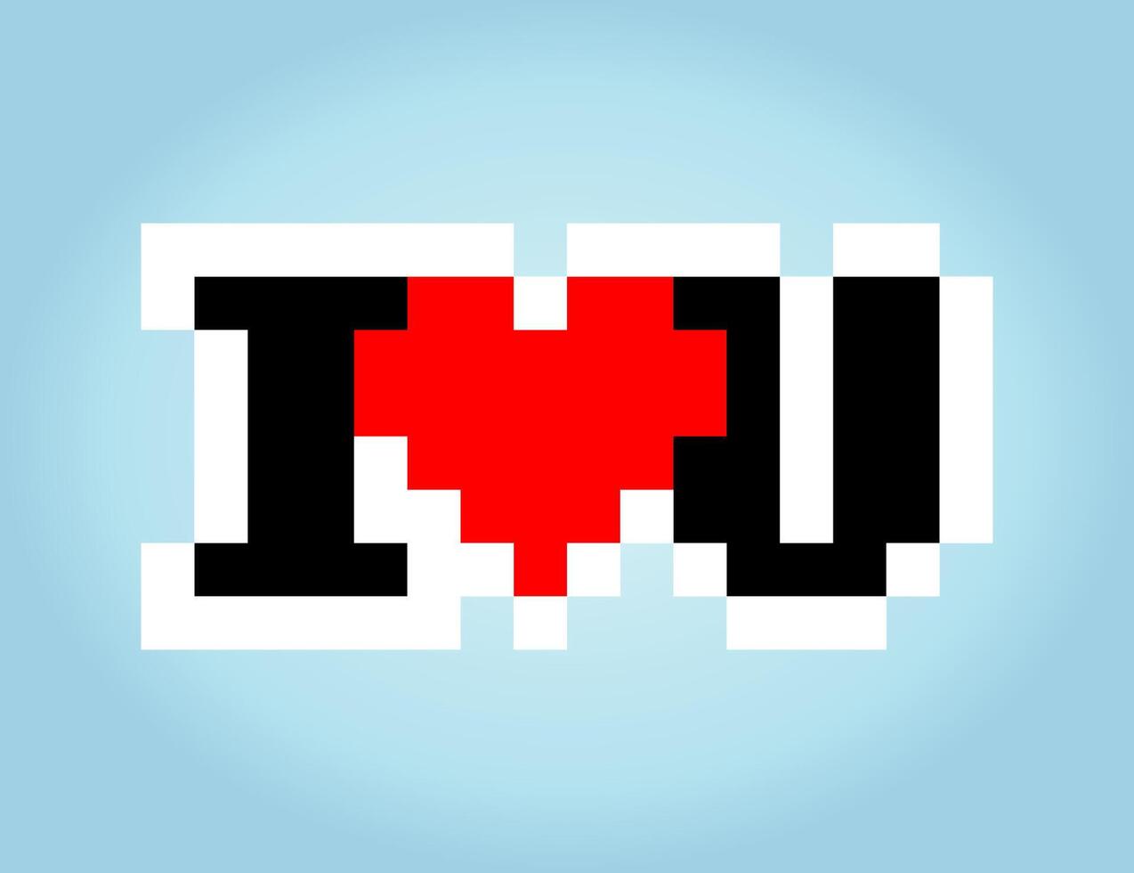 Pixel 8 bits de je t'aime. cadeau de saint valentin pour les actifs de jeu et les motifs de point de croix dans les illustrations vectorielles. vecteur