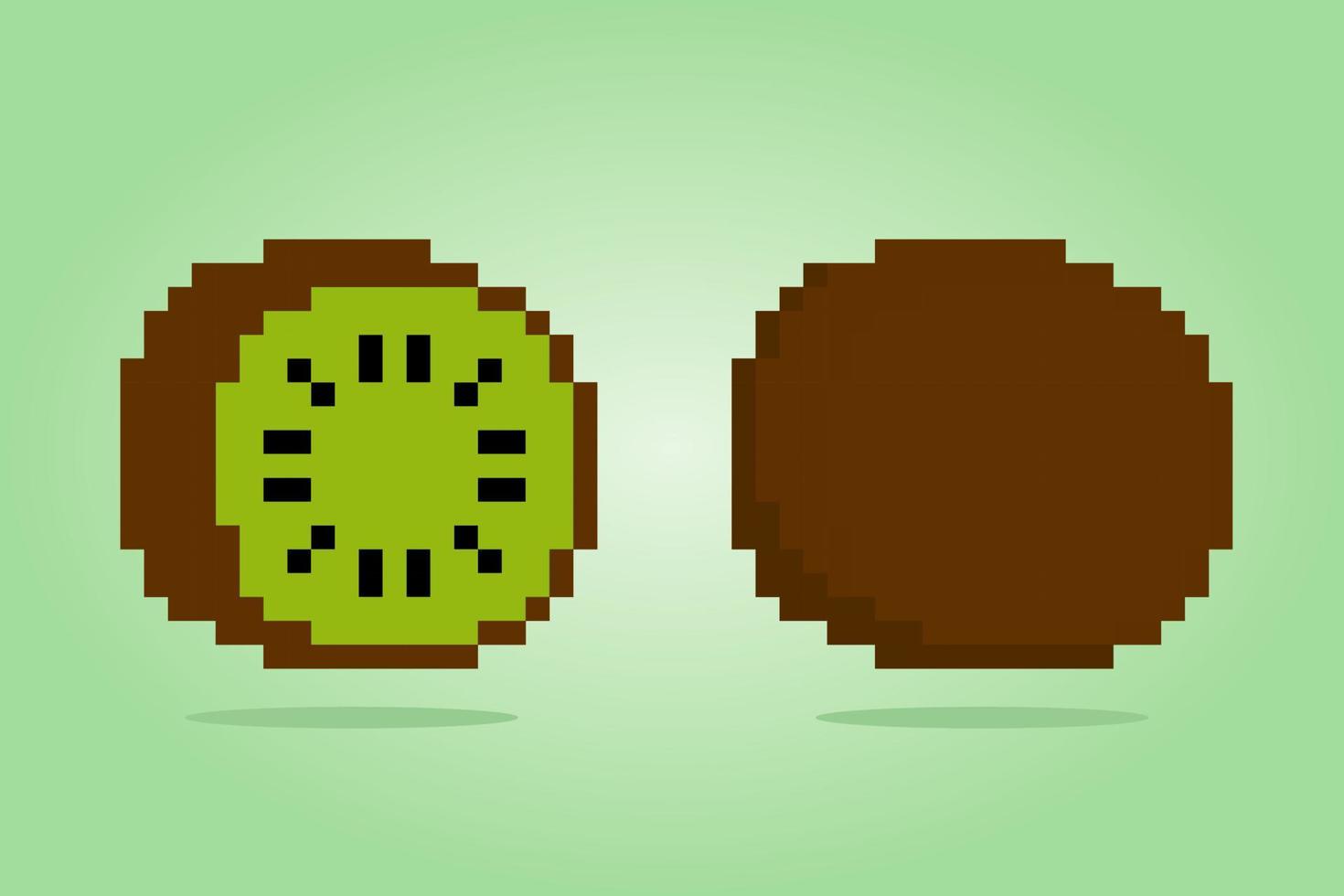 Kiwi de pixels 8 bits. nourriture en illustration vectorielle vecteur