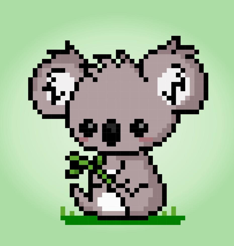 Koala pixel 8 bits. pixels d'animaux pour les actifs de jeu et les motifs de point de croix dans les illustrations vectorielles. vecteur