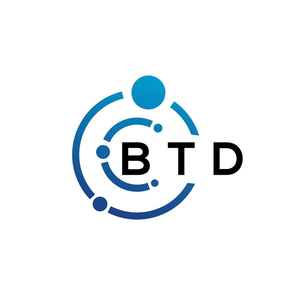 création de logo de lettre btd sur fond blanc. concept de logo de lettre initiales créatives btd. conception de lettre btd. vecteur
