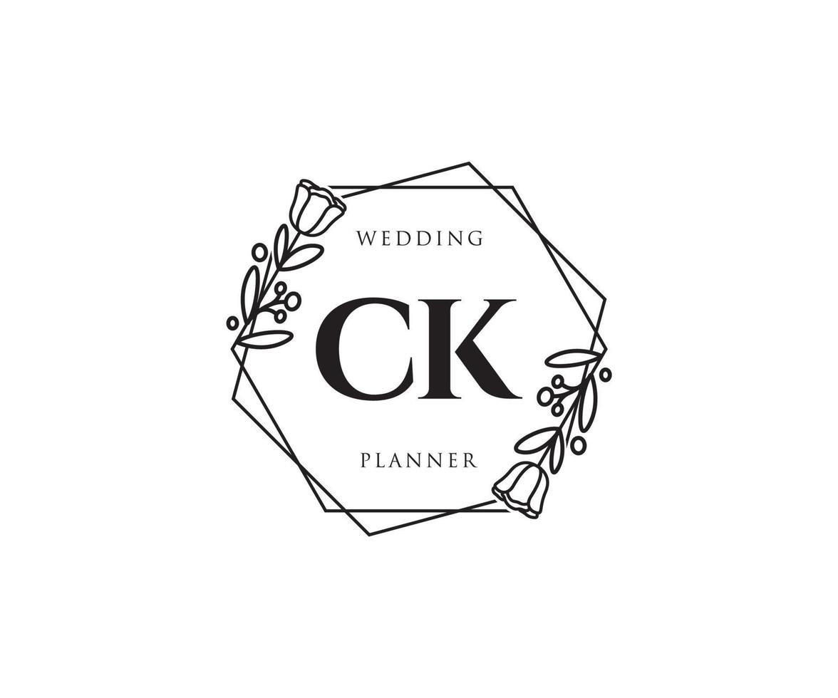 logo féminin ck initial. utilisable pour les logos nature, salon, spa, cosmétique et beauté. élément de modèle de conception de logo vectoriel plat.