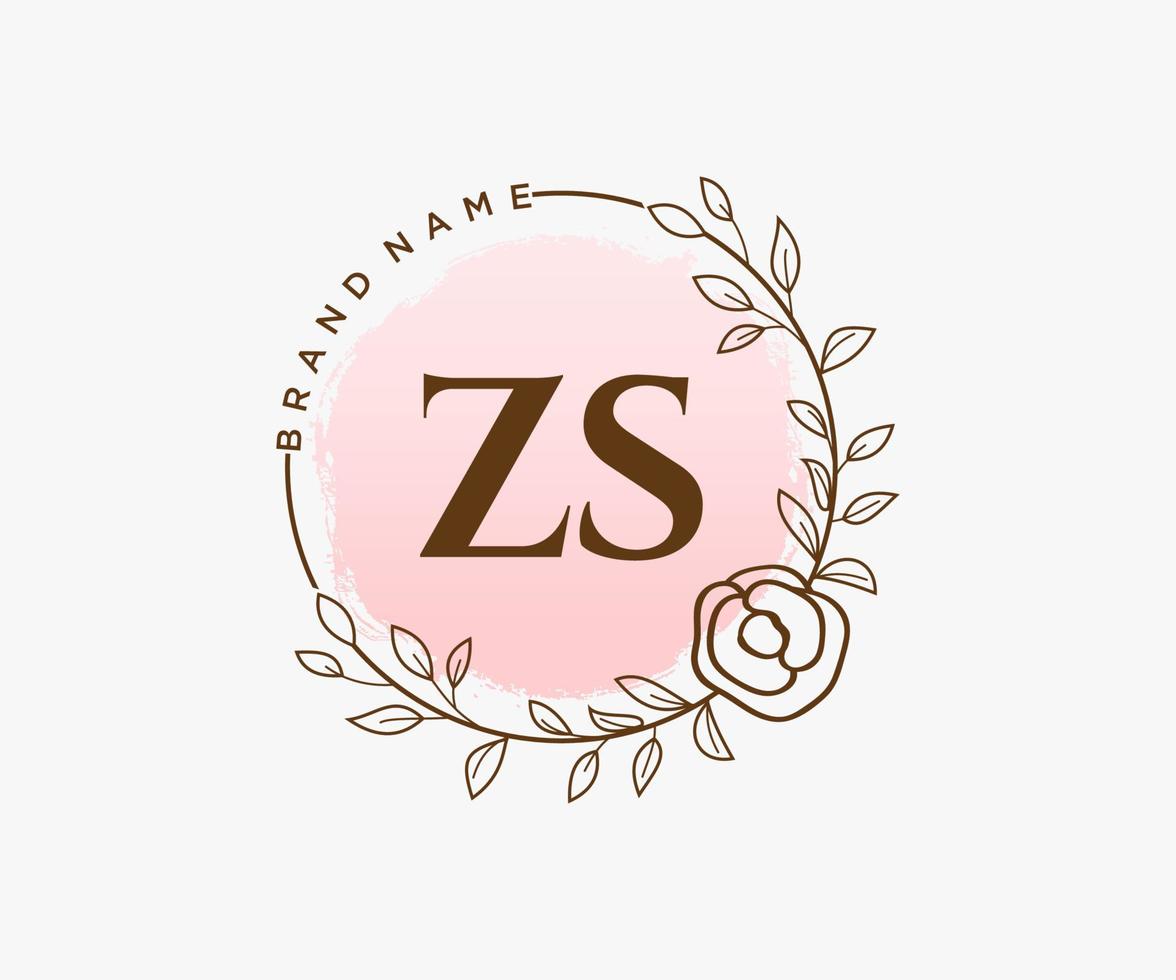 logo féminin zs initial. utilisable pour les logos nature, salon, spa, cosmétique et beauté. élément de modèle de conception de logo vectoriel plat.