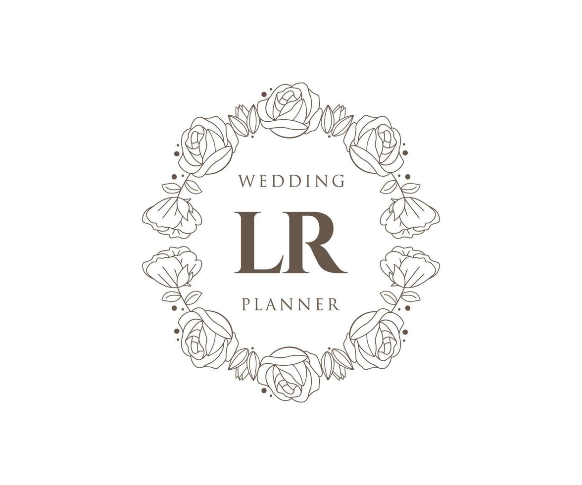 lr initiales lettre collection de logos de monogramme de mariage, modèles minimalistes et floraux modernes dessinés à la main pour cartes d'invitation, réservez la date, identité élégante pour restaurant, boutique, café en image vectorielle vecteur