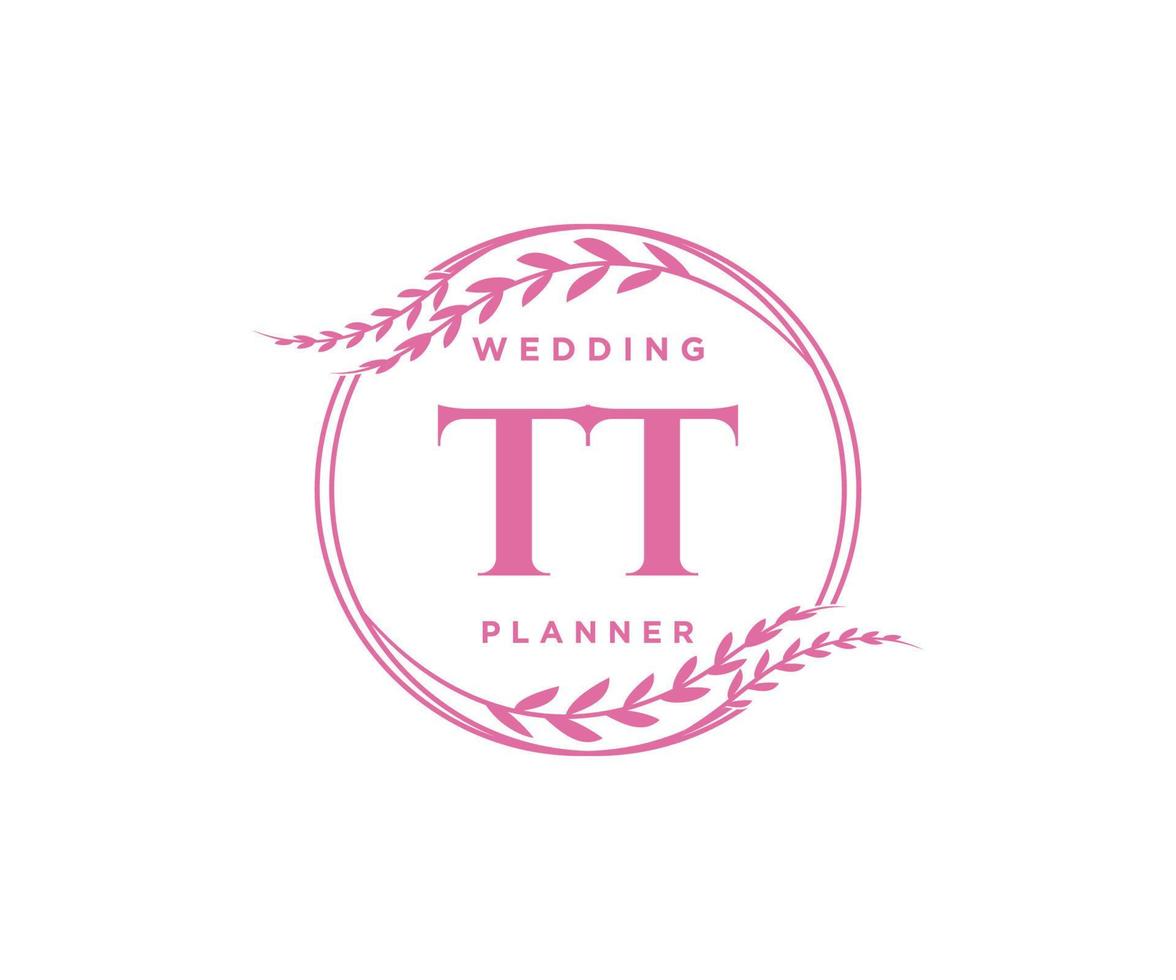 tt initiales lettre collection de logos de monogramme de mariage, modèles minimalistes et floraux modernes dessinés à la main pour cartes d'invitation, réservez la date, identité élégante pour restaurant, boutique, café en image vectorielle vecteur