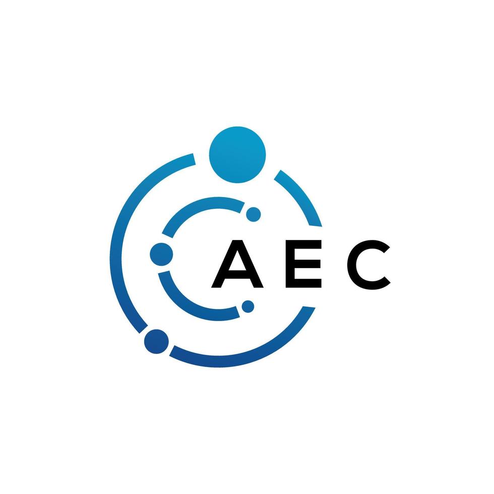création de logo de lettre aec sur fond noir. concept de logo de lettre initiales créatives aec. conception de lettre aec. vecteur