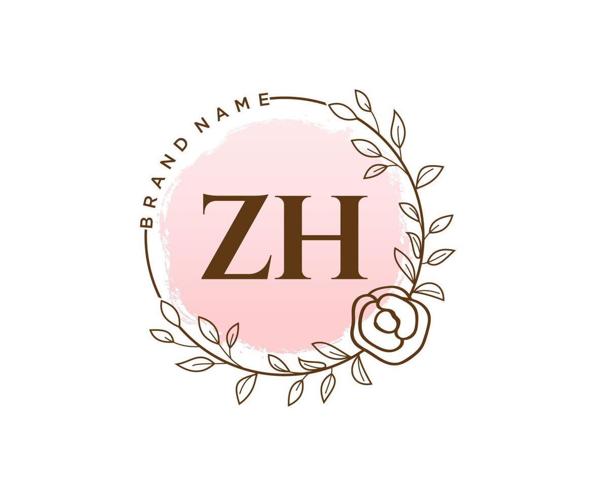 logo féminin initial zh. utilisable pour les logos nature, salon, spa, cosmétique et beauté. élément de modèle de conception de logo vectoriel plat.