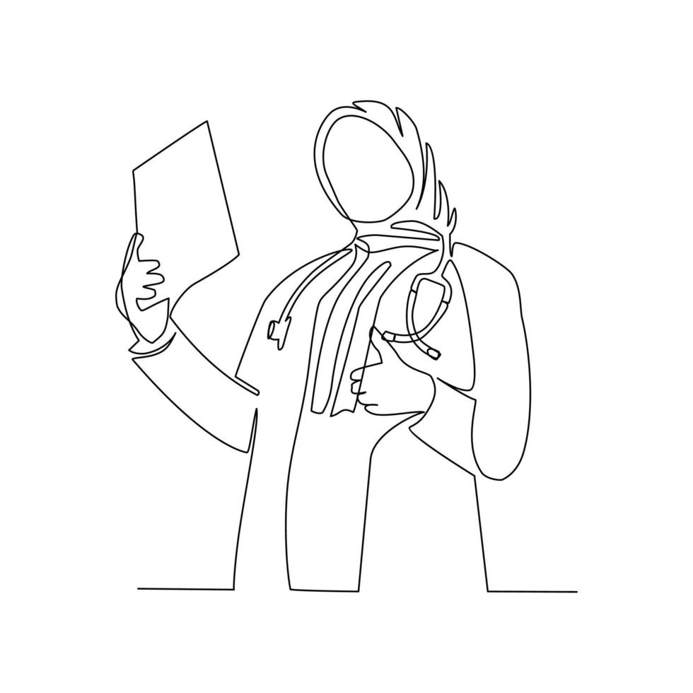 illustration vectorielle doctorale dessinée à la main dans un style d'art en ligne vecteur