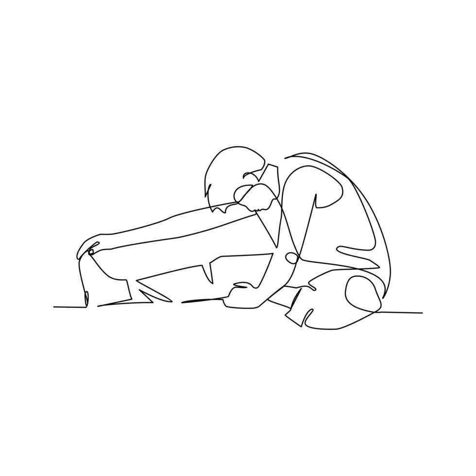 illustration vectorielle d'un homme faisant de l'exercice dessiné à la main dans un style d'art en ligne vecteur