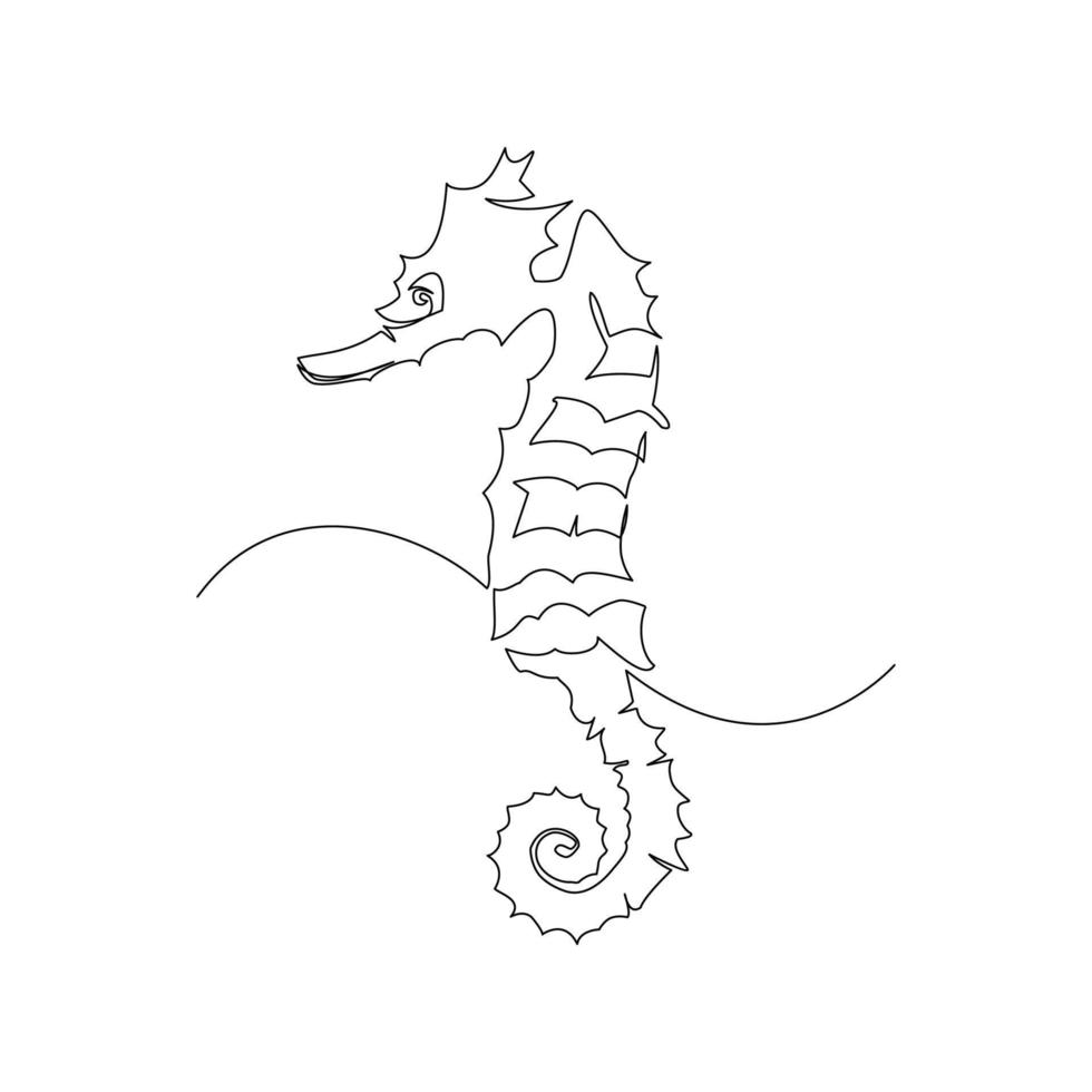 illustration vectorielle d'hippocampe dessinée dans un style d'art en ligne vecteur