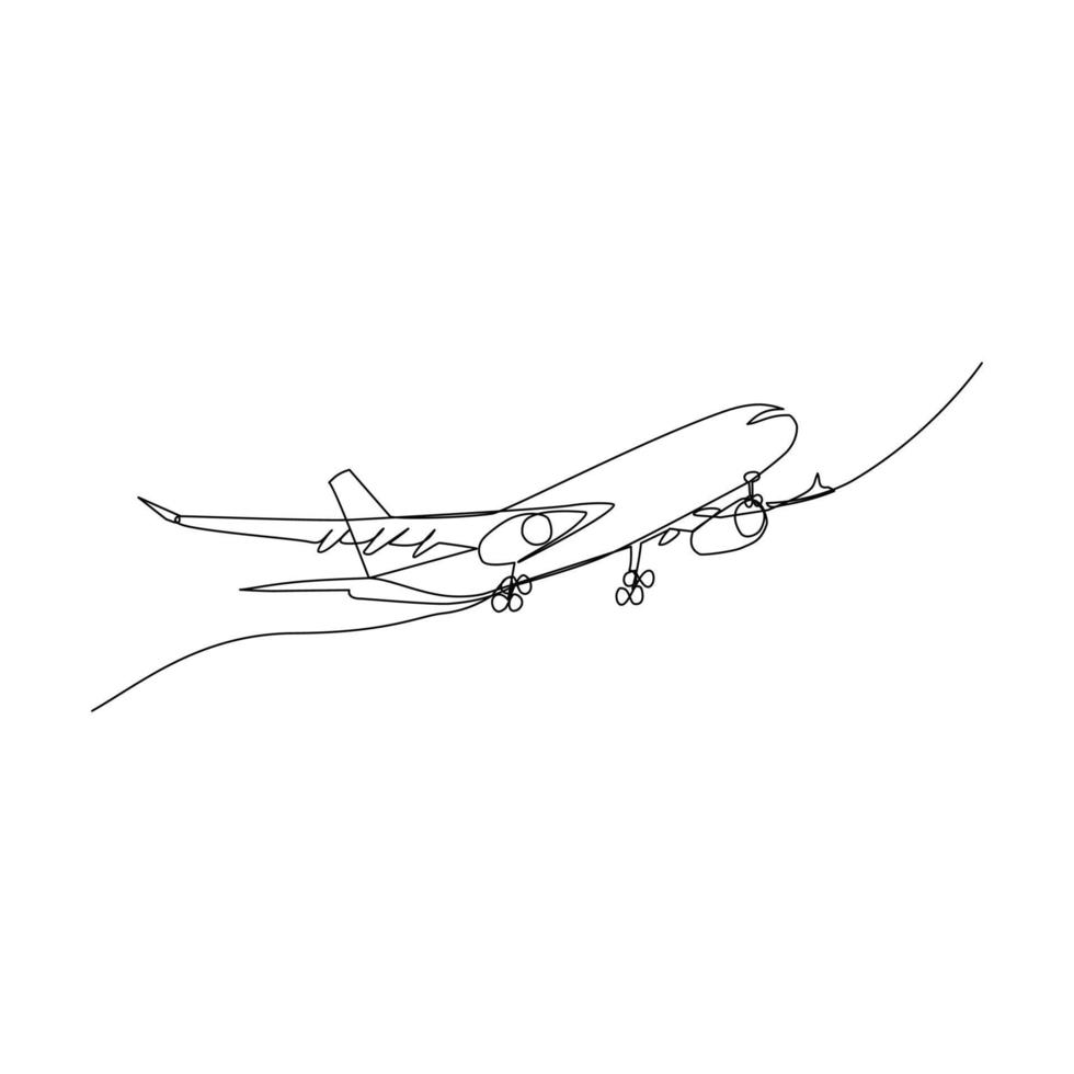 illustration vectorielle d'avion dessinée dans le style d'art en ligne vecteur