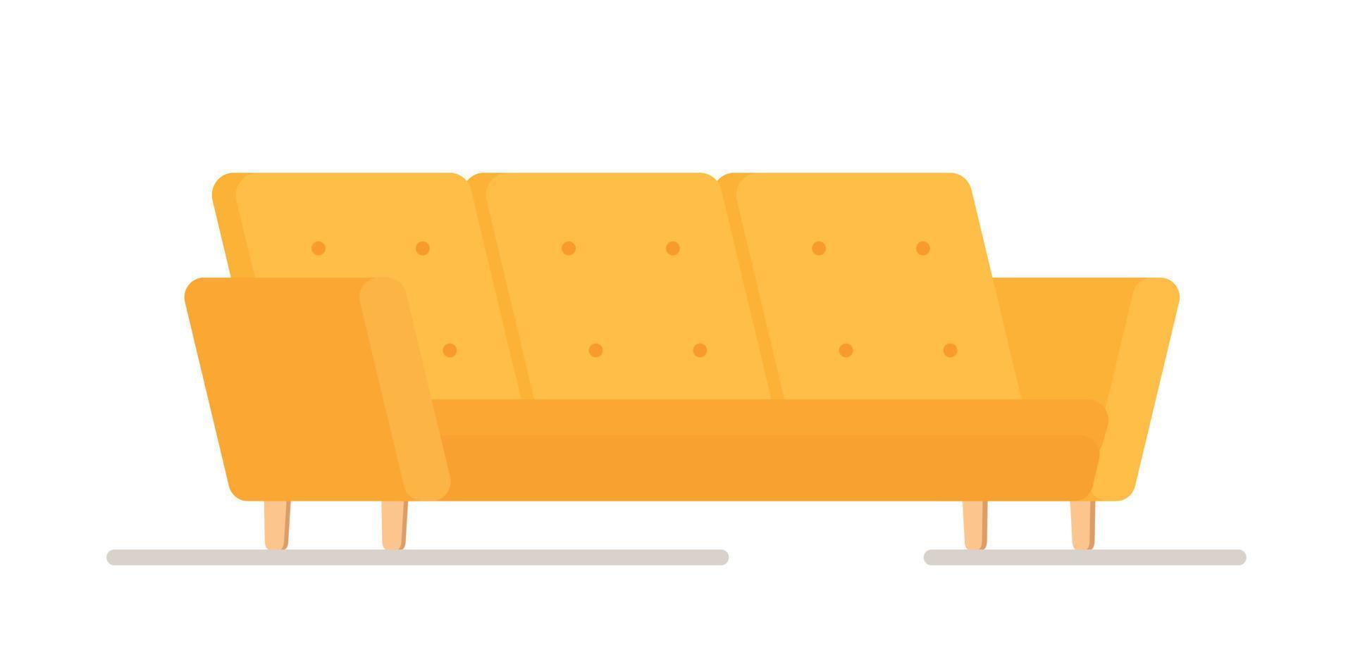 illustration vectorielle d'un canapé jaune isolé. objet intérieur de style moderne. vecteur