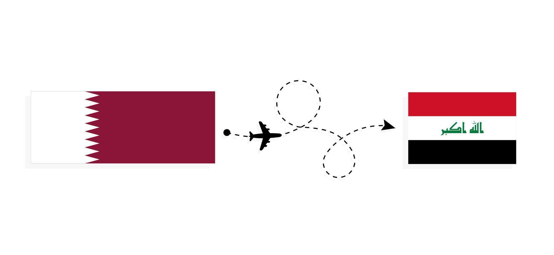 vol et voyage du qatar à l'irak par concept de voyage en avion de passagers vecteur