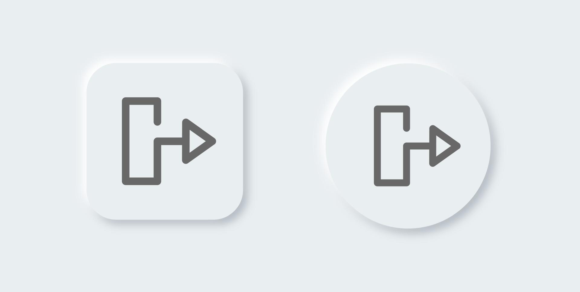 icône de ligne de sortie dans un style de conception néomorphe. flèche signe illustration vectorielle. vecteur